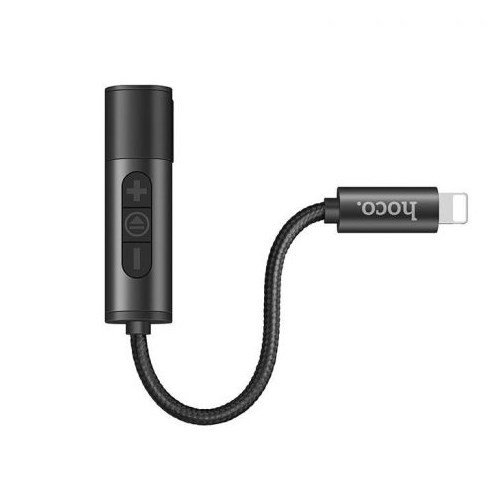 Аудио переходник для наушников 3.5 Mini Jack и зарядки Lightning для iPhone Hoco Tanco LS6 (Черный)