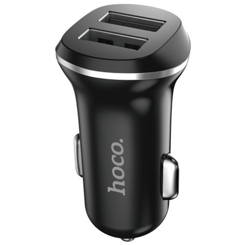 Автомобильное зарядное устройство Hoco Z1 2.1 A с двумя USB выходами + кабель microUSB черное