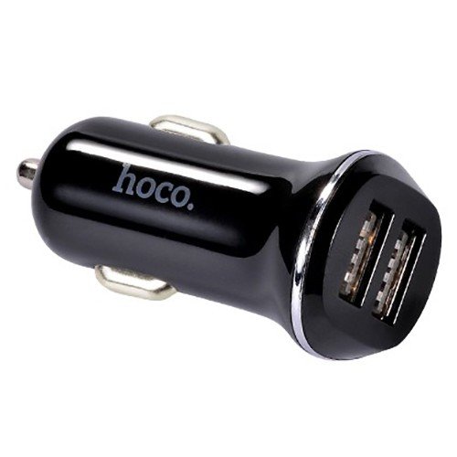 Автомобильное зарядное устройство Hoco Z1 2.1 A с двумя USB выходами + кабель microUSB черное