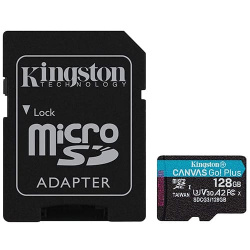Карта памяти Kingston Canvas GO! Plus microSDXC  128ГБ (SDCG3/128GB) + SD адаптер - фото