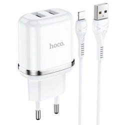 Зарядное устройство Hoco N4 Aspiring 2 USB 2.4A + Lightning кабель (Белый) - фото