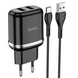 Зарядное устройство Hoco N4 Aspiring 2 USB 2.4A + Type-C кабель (Черный) - фото
