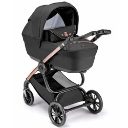 Детская коляска CAM Posh (2 в 1) ART965-T571+ART805T-V95S (Черный/розовый c рамой цвета Розовое золото) - фото