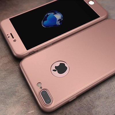 Чехол для iPhone 7 360° накладка (бампер) противоударный Ipaky Thin Fit + защитное стекло (розовое золото)