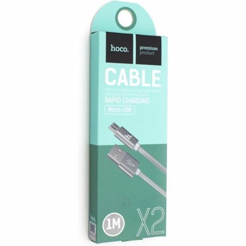 USB кабель Hoco X2 Knitted MicroUSB, длина 1,0 метр (Серый)