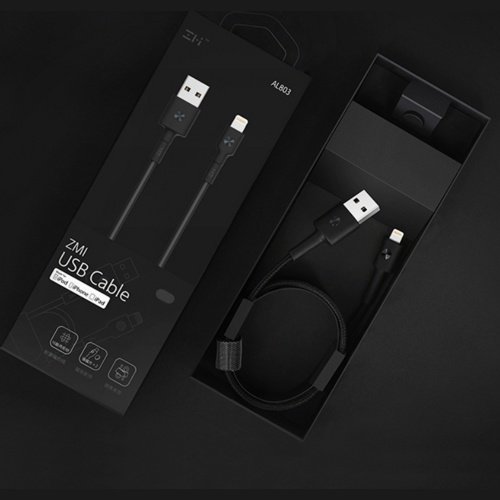 USB кабель Xiaomi ZMI MFi Lightning длина 30 см (Черный)