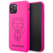 Чехол для iPhone 11 накладка (бампер) Lagerfeld Liquid Silicone Ikonik (Розовый)  - фото