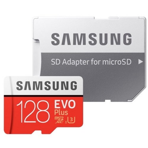 Карта памяти Samsung Evo Plus microSDXC 128Gb Class 10 UHS-I U3 + SD адаптер (MB-MC128GA)