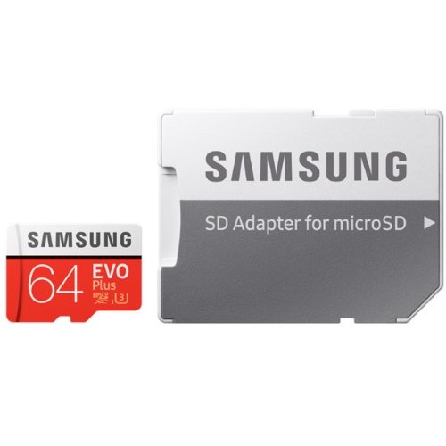 Карта памяти Samsung Evo Plus microSDXC 64Gb Class 10 UHS-I U1 + SD адаптер (MB-MC64GA) 