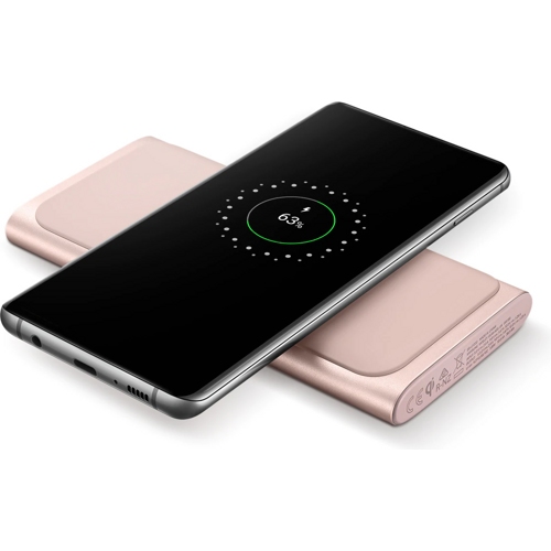 Аккумулятор внешний Samsung 10000 mAh с функцией беспроводной зарядки (Розовый)