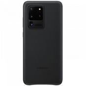 Чехол для Galaxy S20 Ultra накладка (бампер) Samsung Leather Cover черный - фото