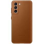 Чехол для Galaxy S21 накладка (бампер) Samsung Leather Cover коричневый - фото