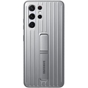 Чехол для Galaxy S21 Ultra накладка (бампер) Samsung Protective Standing Cover светло-серый  - фото