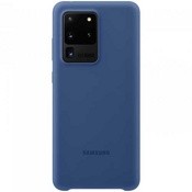 Чехол для Galaxy S20 Ultra накладка (бампер) Samsung Silicone Cover темно-синий - фото