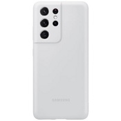 Чехол для Galaxy S21 Ultra накладка (бампер) Samsung Silicone Cover светло-серый - фото