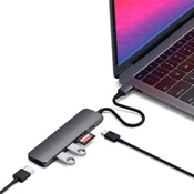USB-хаб Satechi Type-C Slim Multiport Adapter V2 ST-SCMA2M (Темно-серый) - фото
