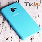 Чехол для Samsung Galaxy J6+ 2018 накладка (бампер) Silicone Cover голубой - фото