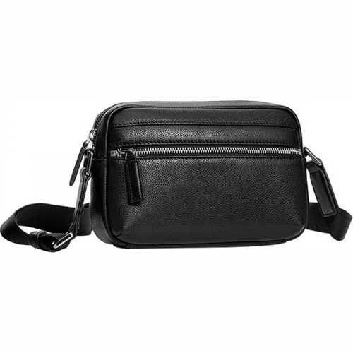 Мужская кожаная сумка VLLICON Light Leather Messenger Bag (Черная)
