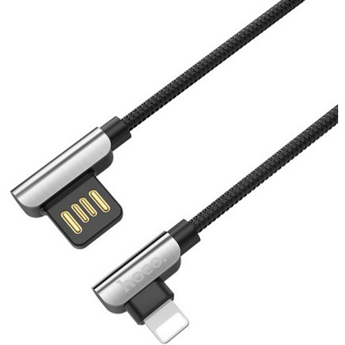 USB кабель Hoco U42 Exquisite Steel Lightning, длина 1,2 метра (Черный)
