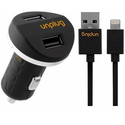 Автомобильное зарядное устройство для Appie - Unplug Car Charger на 2 USB + кабель Lightning