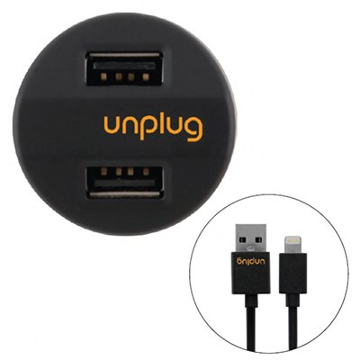 Автомобильное зарядное устройство для Appie - Unplug Car Charger на 2 USB + кабель Lightning