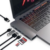 USB-хаб для MacBook Pro (2016) Satechi Aluminum Type-C Pro Hub Adapter (Темно-серый) ST-CMBPS - фото