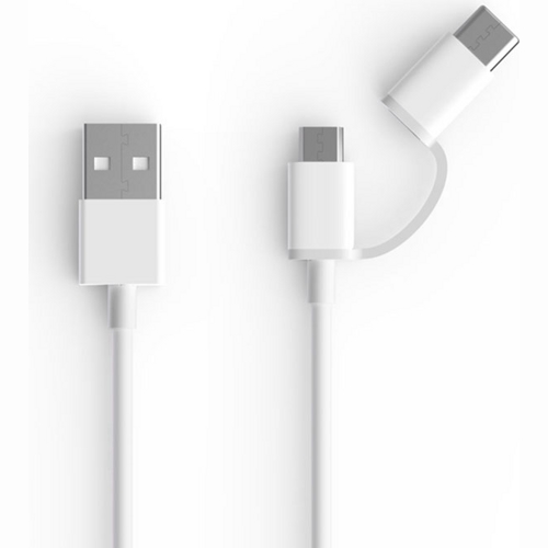 USB кабель ZMI 2 в 1 Type-C + MicroUSB для зарядки и синхронизации, длина 30 см (Белый)