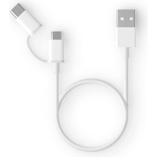 USB кабель ZMI 2 в 1 Type-C + MicroUSB для зарядки и синхронизации, длина 30 см (Белый)