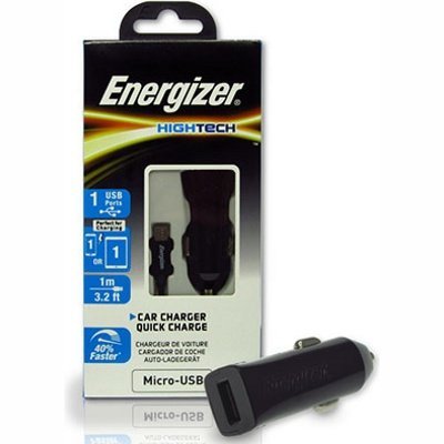 Автомобильное зарядное устройство Energizer 2A USB 2.0 (DCA1QHMC3) + кабель USB-microUSB черное