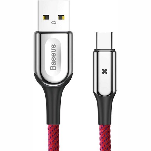 USB кабель Baseus X-shaped Light Cable для зарядки и синхронизации Type-С, длина 1 метр (Красный)