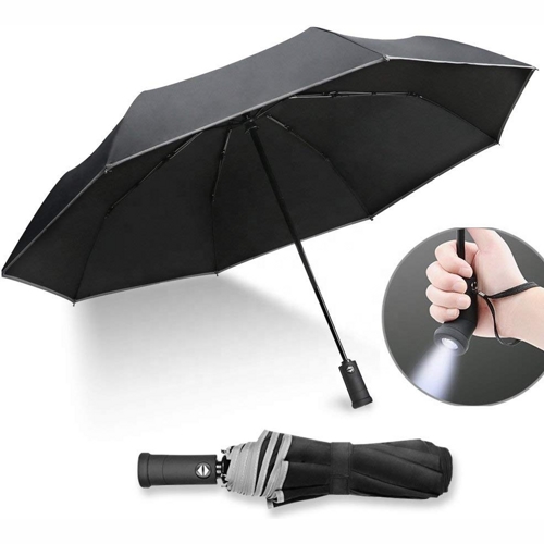Зонт 90 Points со светодиодным фонариком Auto Umbrella With LED (Черный)