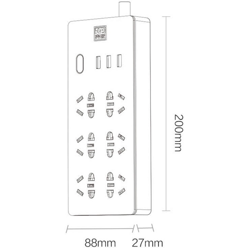 Удлинитель Aigo Power Strip TC0631 (6 розеток, 3 USB) Черный
