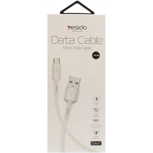 USB кабель Yesido CA-42 MicroUSB длина 1,0 метр (Белый)